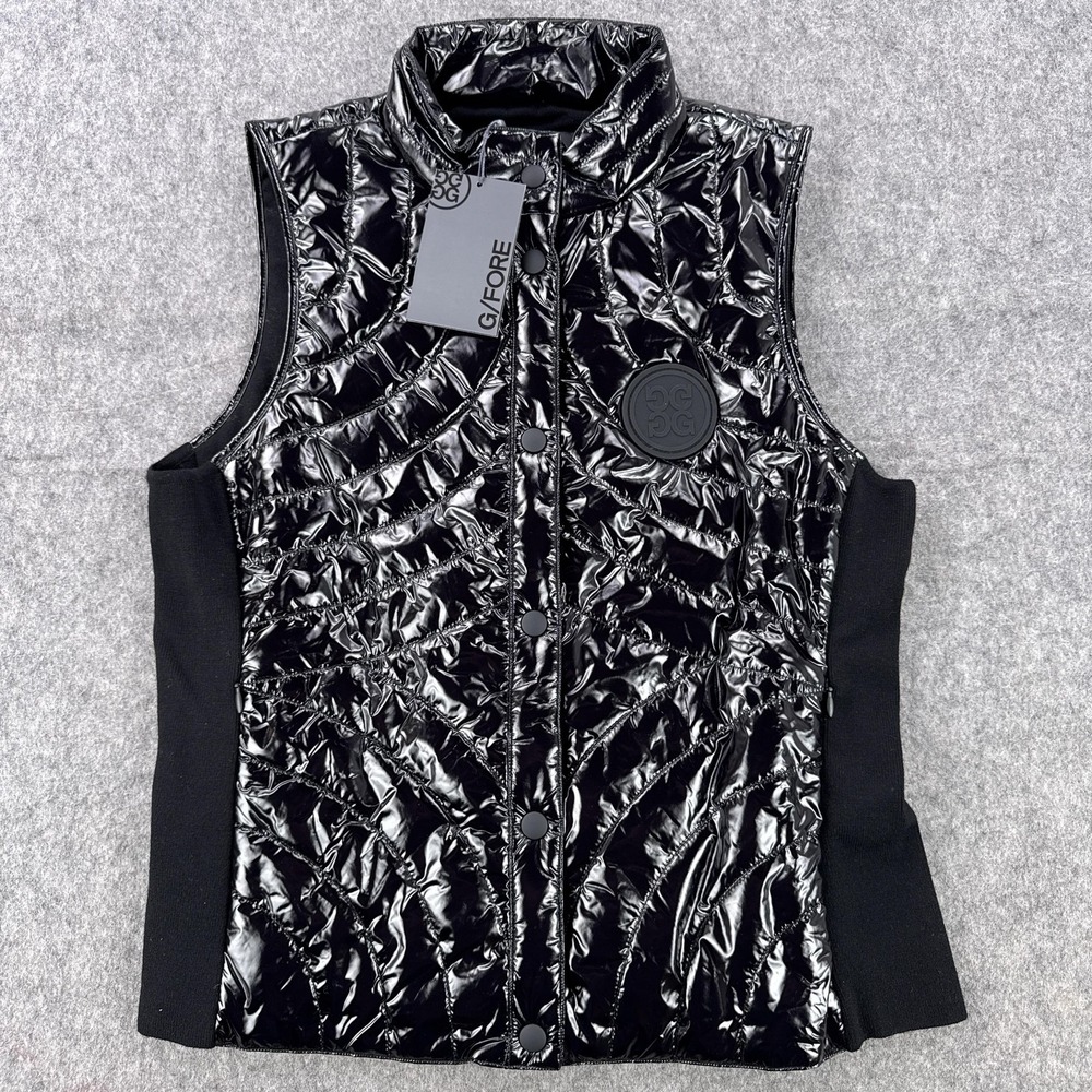 G/FORE Vest Womens Medium Onyx Black Quilted Lined Puffer Insulated Golf